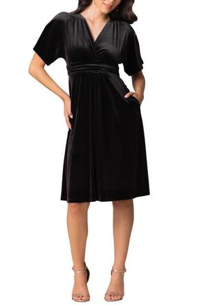 Kiyonna Angelic Velvet Cocktail Dress in Onyx at Nordstrom, Size X-Large