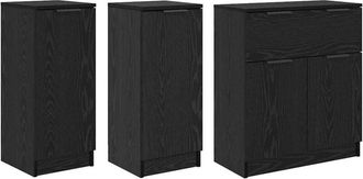 vidaXL Sideboard with Drawer 3 pcs Black oak Engineered Wood vidaXL