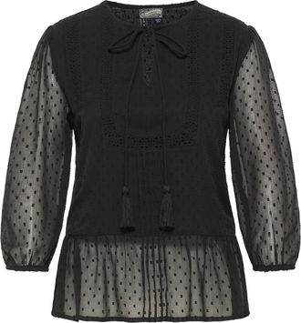 Dreimaster Dreimaster Blouseshirt met kant Dames zwart