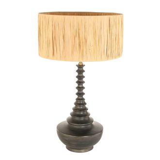 Steinhauer Anne Lighting - L&aacute;mpara De Mesa - Bois - Negro - Hierba Madera