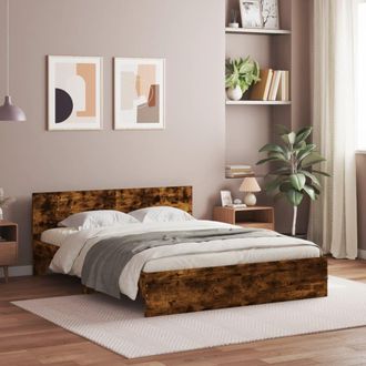 vidaXL Vidaxl - Estructura De Cama Con Cabecero Roble Ahumado 140x200 Cm
