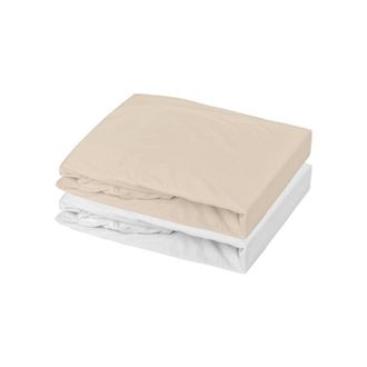 OEM Juego De 2 S&aacute;banas Ajustables - Mon Ptit Dodo - Jersey 100% Algod&oacute;n - 70 X 140 Cm - Blanco Y Nude