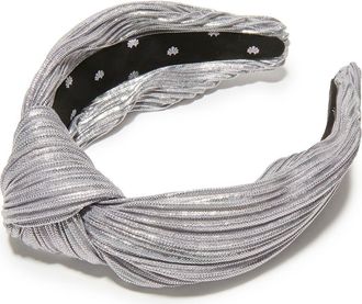 Lele Sadoughi Pleated Knotted Headband in Antique Silver at Nordstrom
