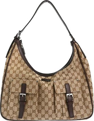 Gucci Abbey D-Ring Handbag Canvas Gg Beige Canvas Handbag (Pre-Owned)