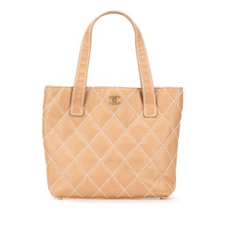 Chanel Pre-owned Womens Quilted Leather Tote - Beige - One Size