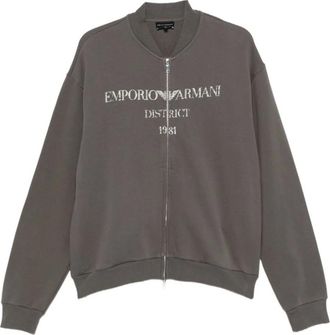 Emporio Armani Katoenen Bomberjack met Logo - Heren - Jassen - Grijs - Maat: 2XL Katoen