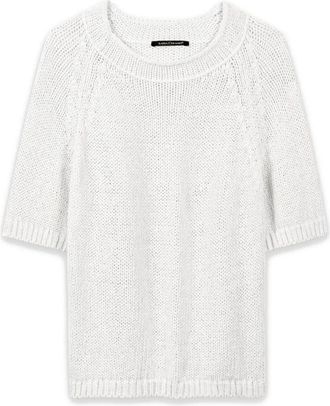 Luisa Cerano Truien & Vesten, Dames, Wit, L, Katoen, Relaxed Pullover met Korte Mouwen