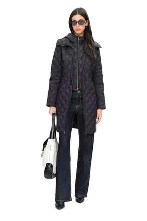 Elie Tahari Diamond-Quilted Down Coat In Black