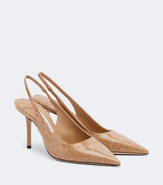 Jimmy Choo London Love croc-effect leather slingback pumps