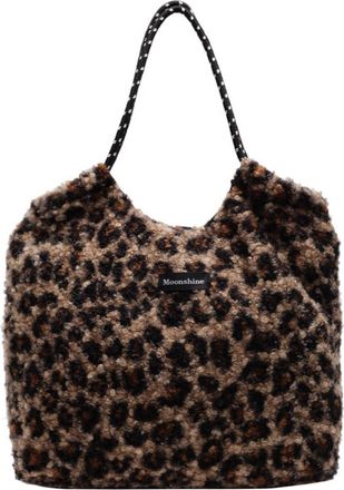 Generic Portable large bag faux plush fashion statement womens shoulder bag(brown)