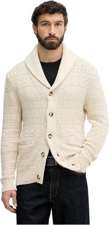 GANT Gebreide Cardigan van Katoenmix - Heren - Vesten - Beige - XL - Katoen - Truien & Vesten