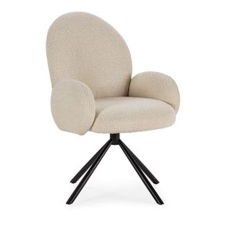 DRAWER Silla de oficina de tela rizada y metal - Beige