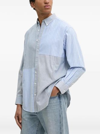 Desigual striped panelled shirt - men - BCI Cotton - S - Blue