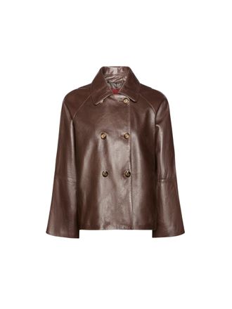 Elena Miro Brown Corto Real Leather Double-Breasted Jacket