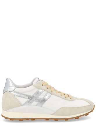 Hogan Beige Low-Profile Silver Accent Sneakers