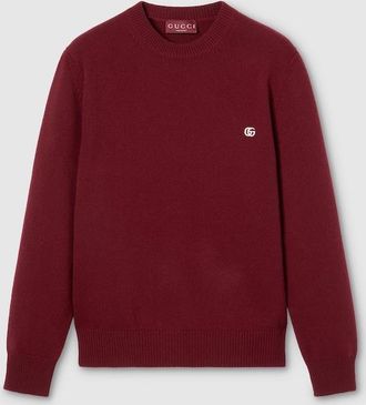 Gucci Wool Cashmere Sweater With Embroidery, Size XXXL, Bordeaux, Ready-to-wear