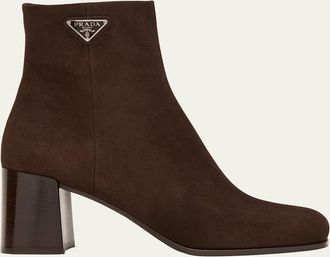 Prada Suede Zip Ankle Booties