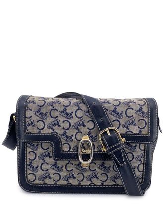 Celine Blue Cotton Clasp Box Shoulder Bag (Authentic Pre-Loved)
