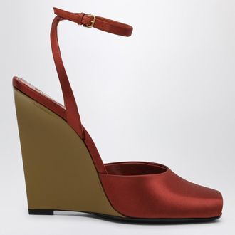 Saint Laurent Zeppe La Scandale in satin rust color