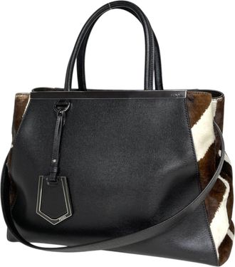 Fendi Dark Brown Leather Handbag Shoulder Bag Tote Bag (Pre-Owned)