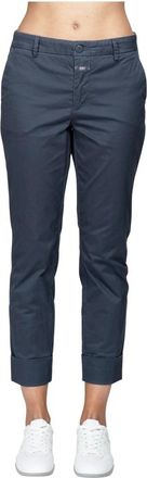Closed Blauwe Chino Stretch Katoen Enkel Lengte - Dames - Vrijetijds broeken - Blauw - W26 - Katoen - Broeken