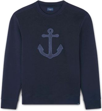 Paul & Shark Hoodies & sweatvesten, Heren, Blauw, S, Katoen, Anchor Geborduurde Fleece Sweatshirt