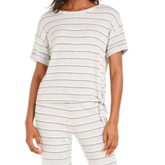 Alfani Womens Side Tie Pajama T-Shirt In Duel Stripe