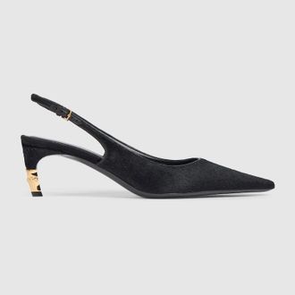 Gucci Womens Castello Slingback, Black