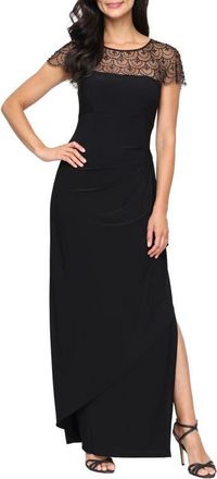 Alex Evenings Embellished Jersey Evening Gown in Black at Nordstrom, Size 18
