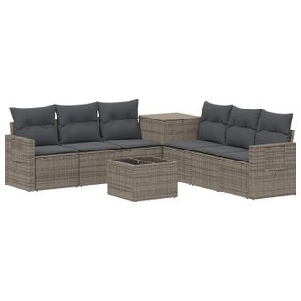 vidaXL Juego De Sof&aacute; 8 Uds. Gris Y Gris Oscuro Rat&aacute;n Sint&eacute;tico Y Acero Vidaxl
