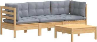 vidaXL Juego De Muebles De Jard&iacute;n 4 Pzas Y Cojines Madera De Pino Vidaxl