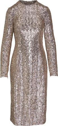 Michael Kors sequinned midi dress - women - Polyester/Spandex/Elastane - 8 - Neutrals