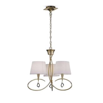 Netlighting Mara Pendant 3 Light E14 French Gold With Ivory White Shades
