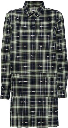 Maison Kitsuné Shrunken shirt dress - women - Cotton - 38 - Green