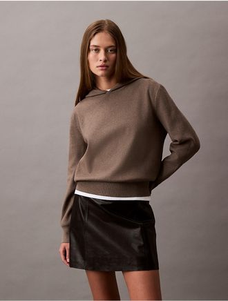 Calvin Klein Womens Tech Knit Hoodie - Brown - XS