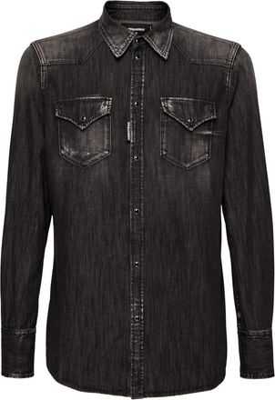 Dsquared2 Mens Cotton Clothing Shirts - Dark Grey - Size EU 50 (Mens)