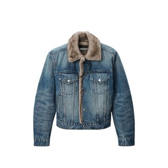 Alexander Wang Denim Jacket W/ Faux Mink Lining