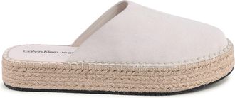 Calvin Klein Womens Platform Espadrille Sandals - Light Grey Leather - Size EU 41