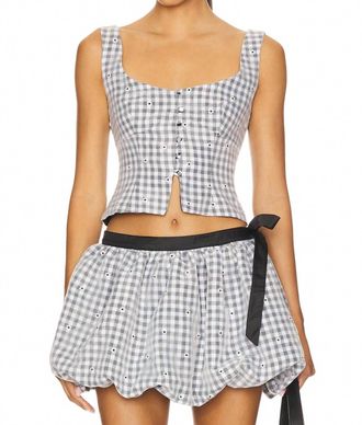 Majorelle London Micah Top In Black & White Gingham