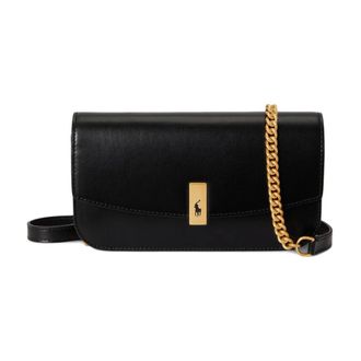 Polo Ralph Lauren Tassen, Dames, Zwart, ONE Size, Katoen, ID Leren Portemonnee met Ketting
