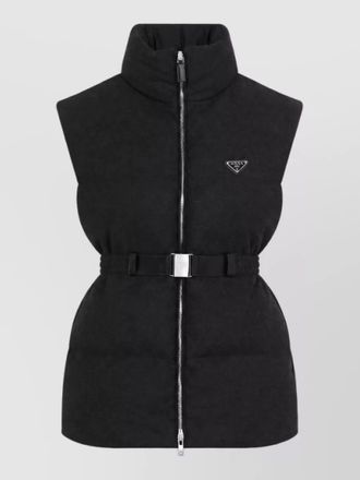 Prada cashmere wool sleeveless belted coat