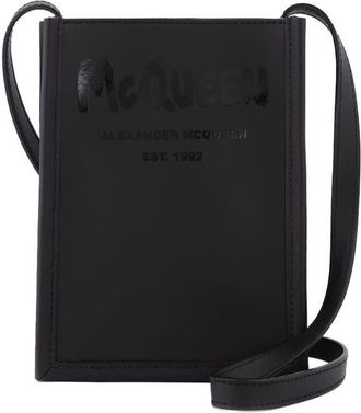 Alexander McQueen Logo-Embossed Crossbody Bag Black