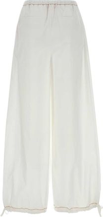 Marni Womens Wide-Leg Poplin Trousers White Cotton