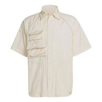 adidas Mens adidas originals Solid Color Single Breasted Short Sleeve Beige Shirt HK2734