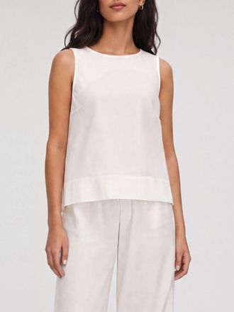 Herno Top smanicato in cotone con scollo a girocollo e chiusura posteriore