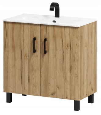 OEM Mueble De Ba&ntilde;o Viki 80 Con Lavabo, Roble Craft Dorado