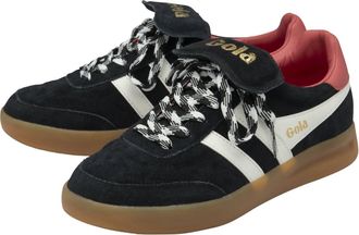 Gola Womens Stadia Eighty Six Sneakers In Black/off White/ Coral/gum