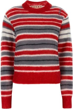 Marni Geborduurde Mohair Blend Trui - Dames - Ronde hals truien - Veelkleurig - XS - Wol - Truien & Vesten