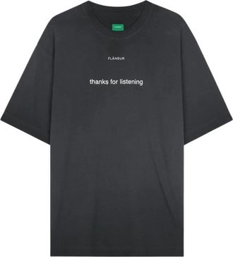 Flaneur Listening T-Shirt - Heren - T-shirts - Zwart - M - Katoen - Tops