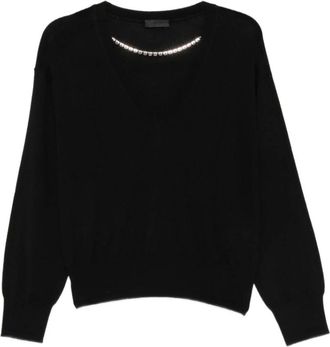 Liu Jo Jersey de cuello pico - Knitwear - Mujer - Negro - XL